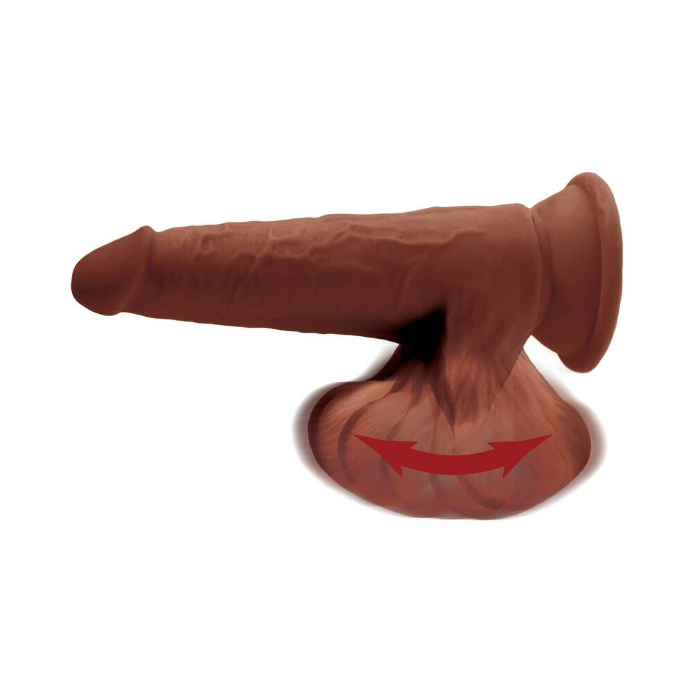 King Cock Plus 8 inches Triple Density Cock With Swinging Balls Dildo Brown