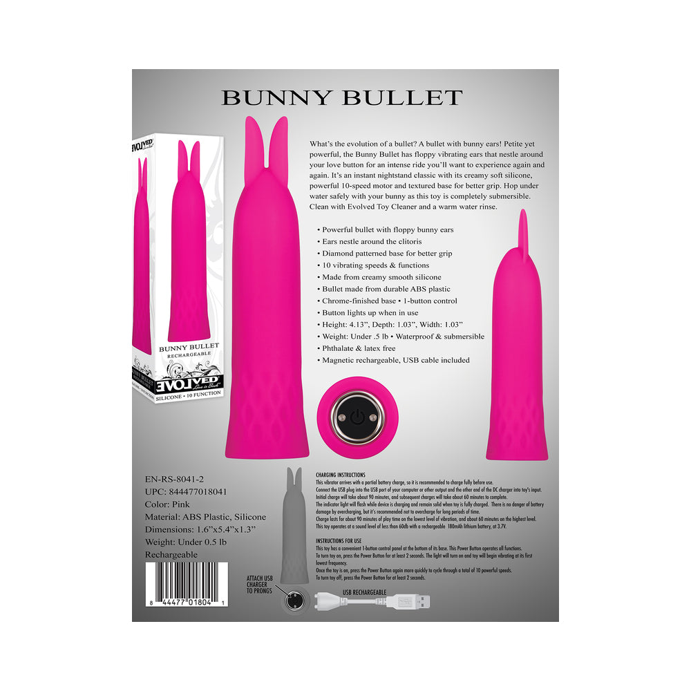 Evolved Bunny Bullet Rechargeable Silicone Vibrator With Ears Pink