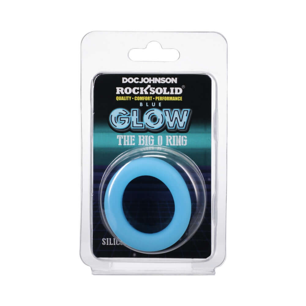 Rock Solid Sila-Flex Glow-in-the-Dark Big O C-Ring Blue packaging display with product details.