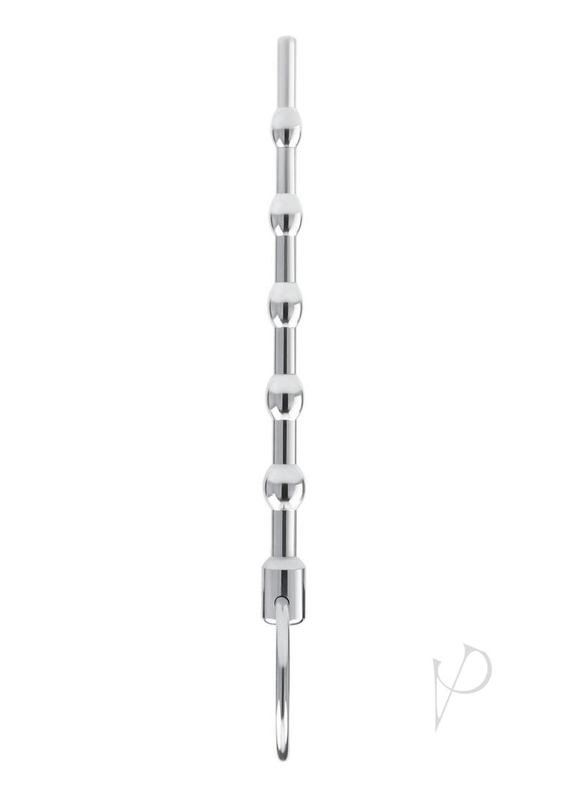 Blue Line Beaded Urethral Sound 4.5 inch Stainless Steel sleek stimulator with graduated beads for urethral play.