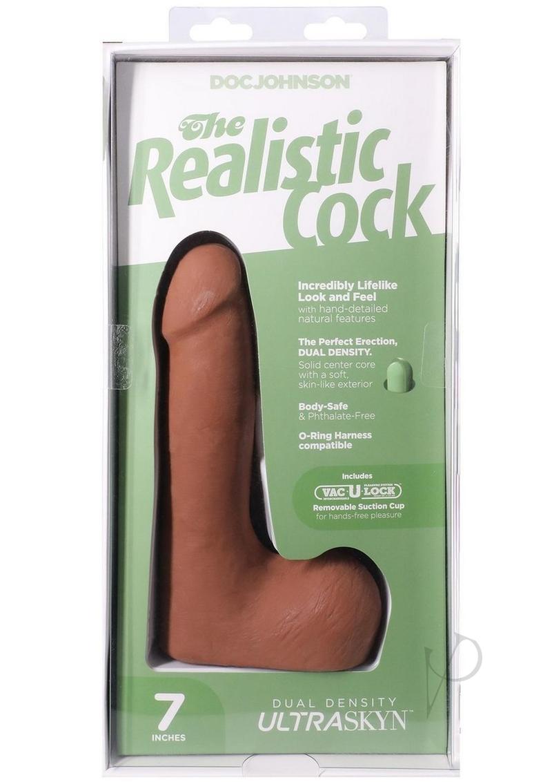 The Realistic Cock with Balls 7 inch Suction Cup Caramel in packaging showcasing its lifelike design and features.