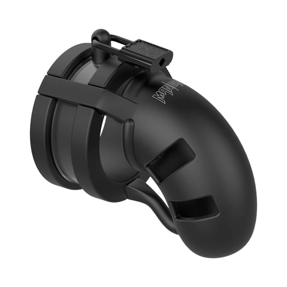 Shots ManCage Model 18 Adjustable 3.5 inches Silicone Ballsplitter Cock Cage Black