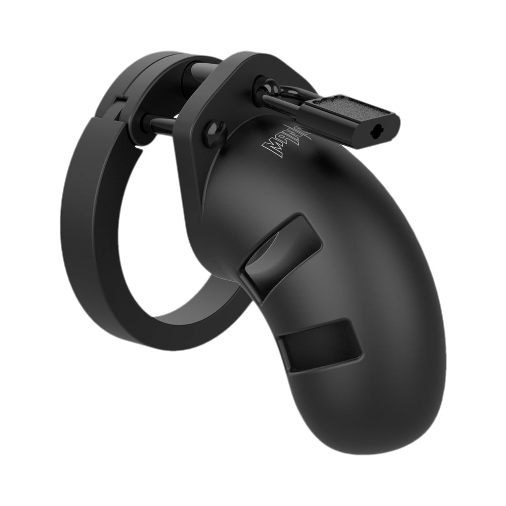 Shots ManCage Model 20 Adjustable 3.5 inches Silicone Chastity Cock Cage Black