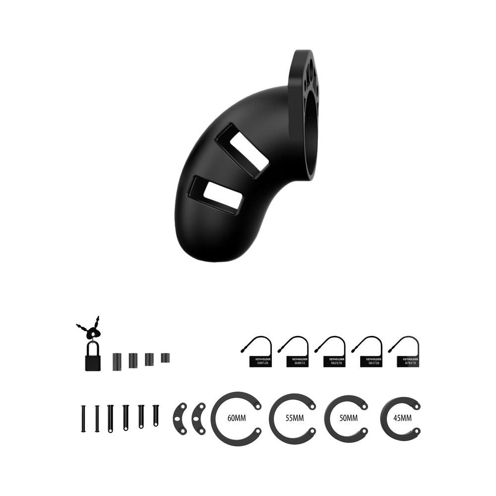 Shots ManCage Model 20 Adjustable 3.5 inches Silicone Chastity Cock Cage Black