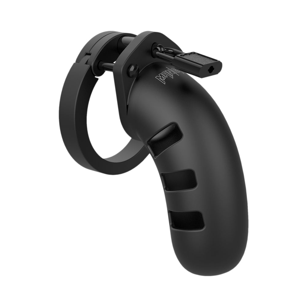 Shots ManCage Model 21 Adjustable 4.5 inches Silicone Chastity Cock Cage Black