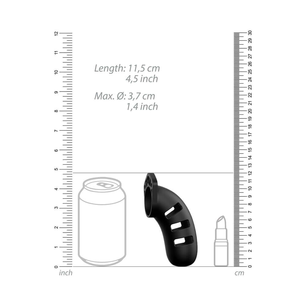 Shots ManCage Model 21 Adjustable 4.5 inches Silicone Chastity Cock Cage Black