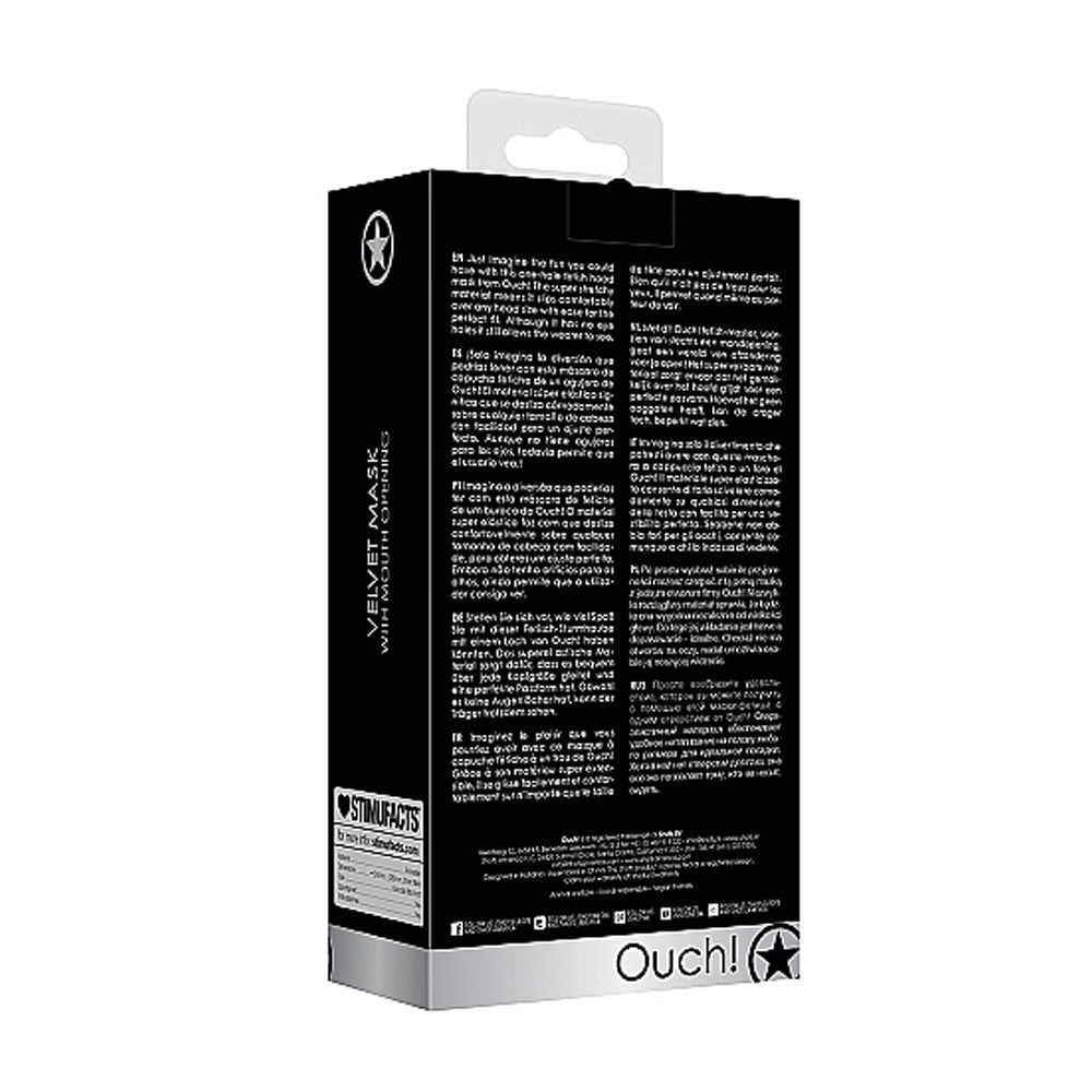 Ouch! Velvet Full-Head Mask With Mouth Opening Black