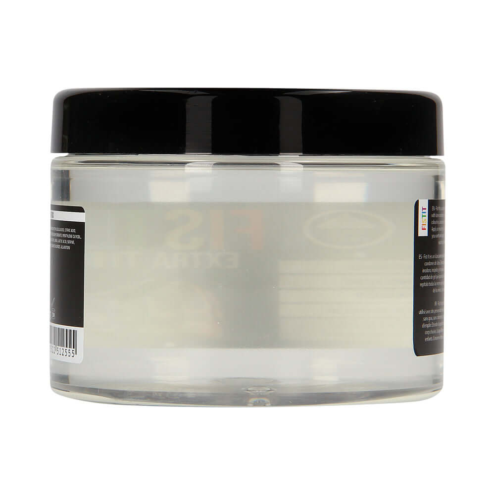 Fist It Extra Thick Water Based Fisting Lube 16.9 Oz jar with a black lid showcasing its clear texture.