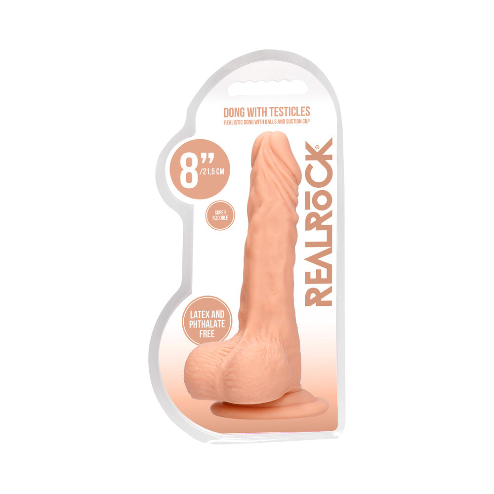 RealRock Realistic 8 inches Dildo With Balls and Suction Cup Beige