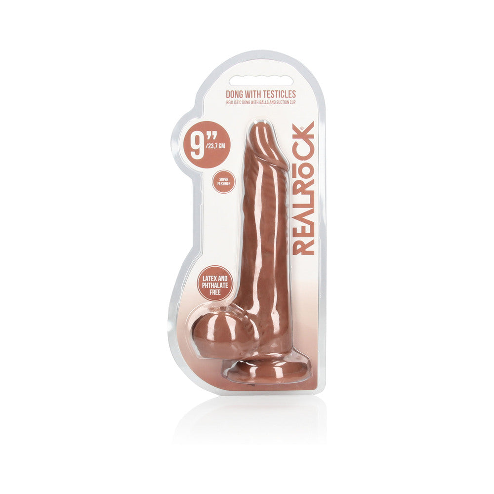 RealRock Realistic 9 inches Dildo With Balls and Suction Cup Tan