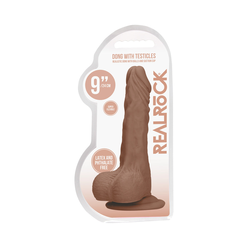 RealRock Realistic 9 inches Dildo With Balls and Suction Cup Tan