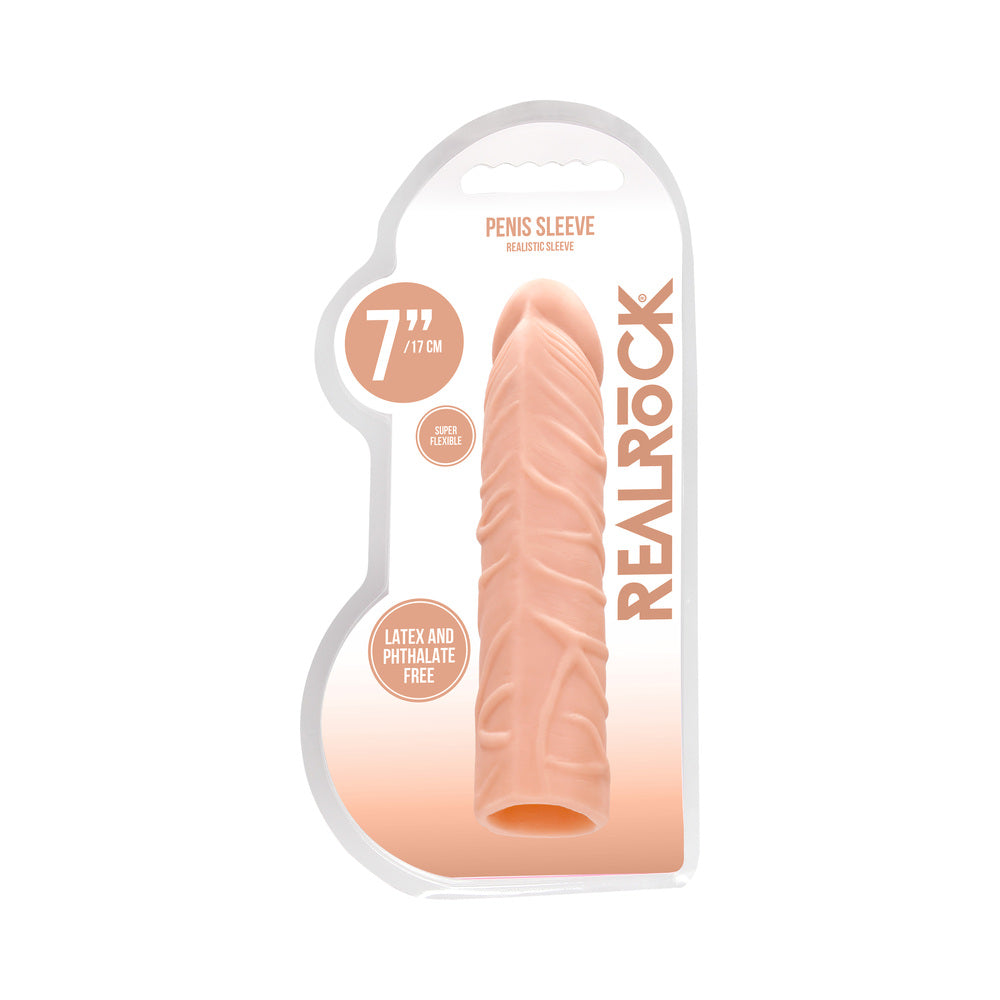 RealRock Realistic Veiny 7 inches Penis Sleeve Extender Beige