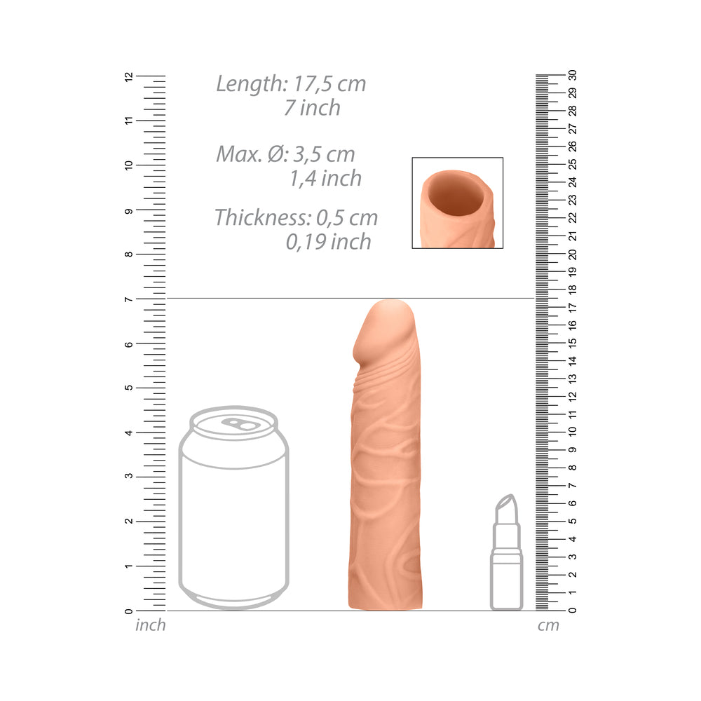 RealRock Realistic Veiny 7 inches Penis Sleeve Extender Beige