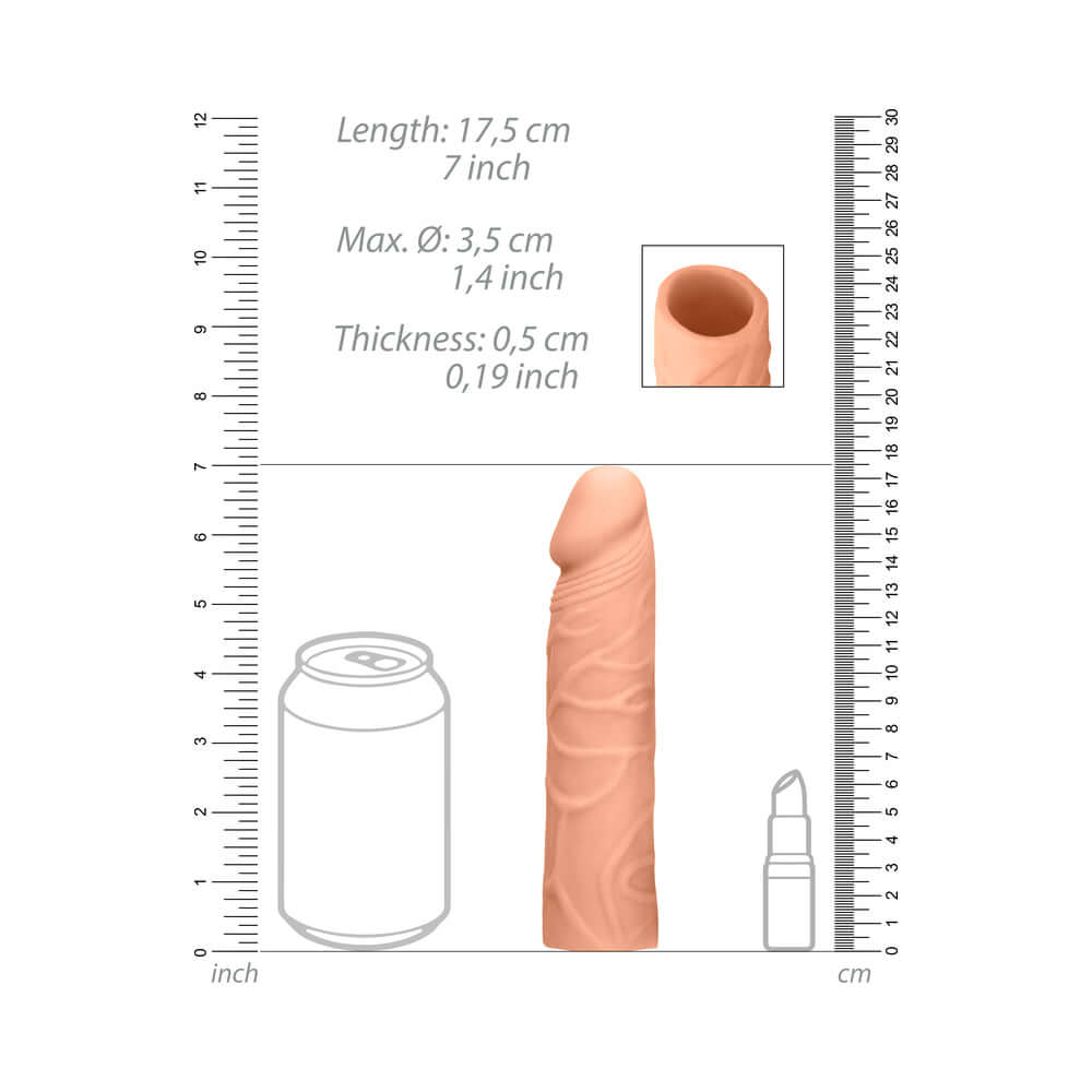 RealRock Realistic Veiny 7 inches Penis Sleeve Extender Beige
