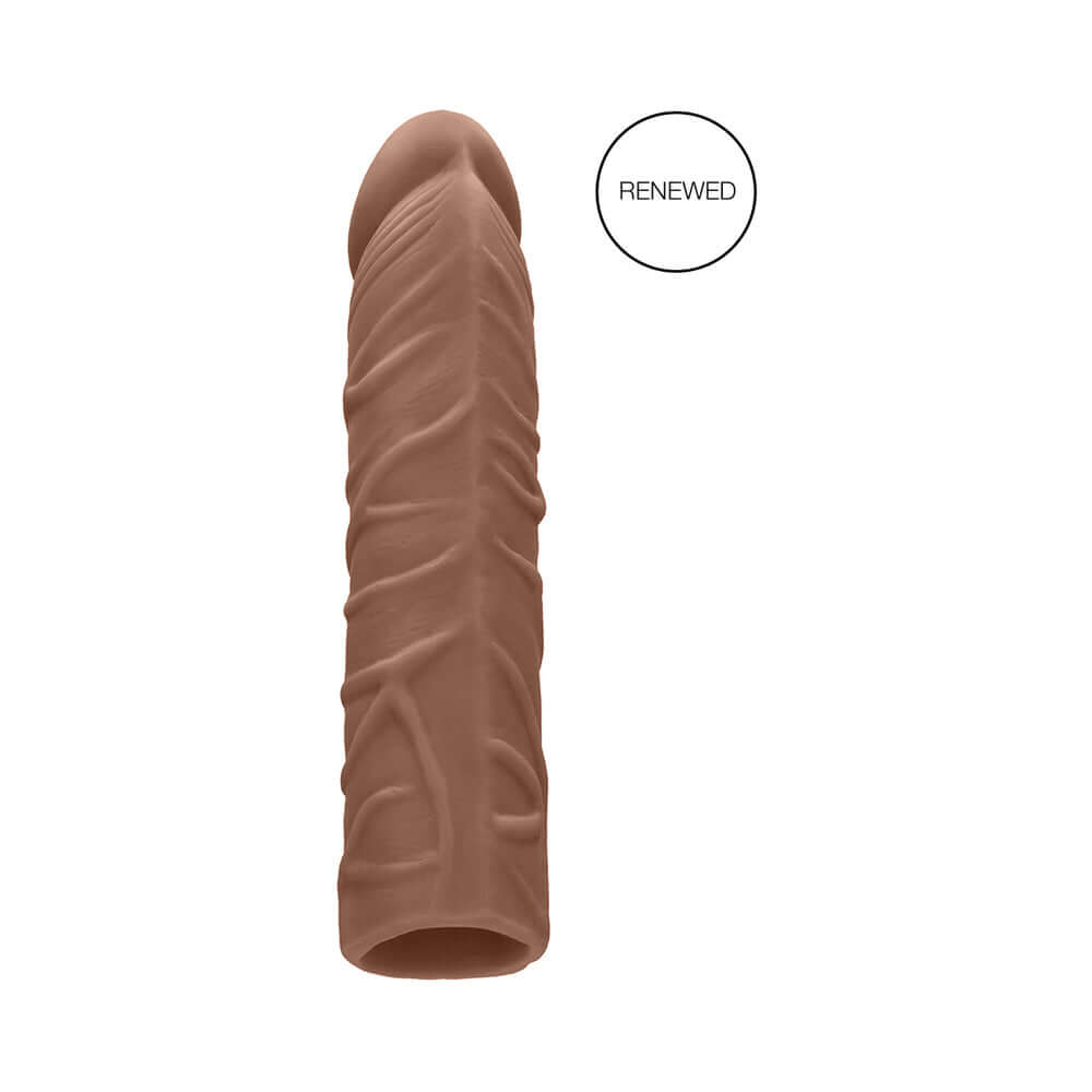 RealRock Realistic Veiny 7 inches Penis Sleeve Extender Tan displayed with realistic textures and natural tan color.