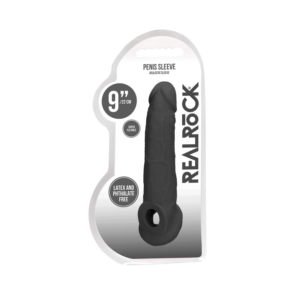 RealRock Realistic 9 inches Penis Sleeve Extender Sling Black