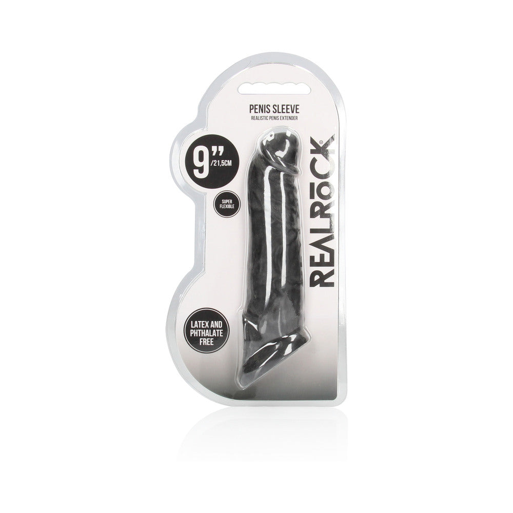 RealRock Realistic 9 inches Penis Sleeve Extender Sling Black