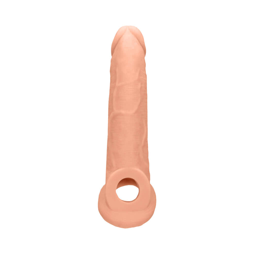 RealRock Realistic 9 inch Penis Sleeve Extender Sling Beige on a white background