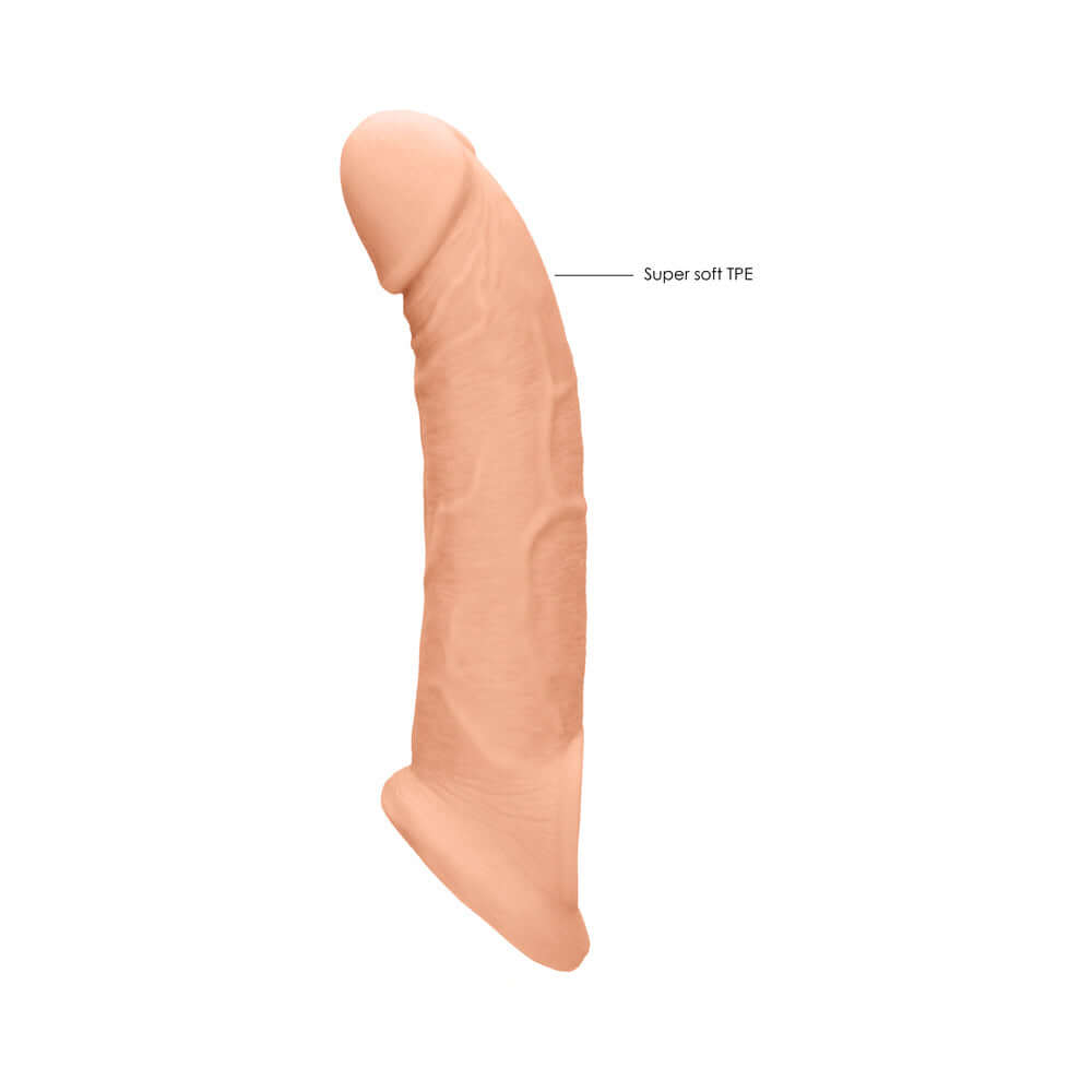 RealRock Realistic 9 inch Penis Sleeve Extender Sling Beige with super soft TPE material.