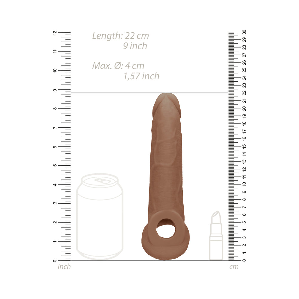 RealRock Realistic 9 inches Penis Sleeve Extender Sling Tan