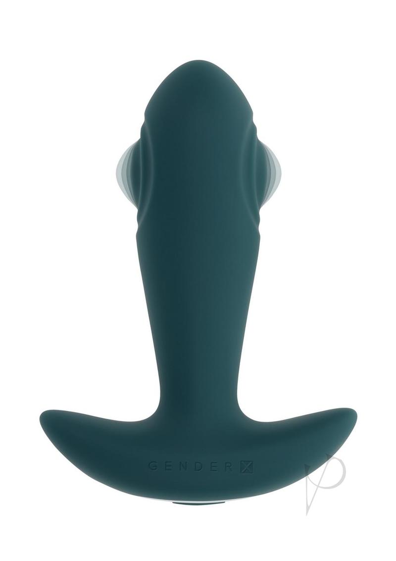 Gender X Tunnel Tapper Rechargeable Silicone Anal Plug Green top view, showcasing its sleek design and ergonomic shape.