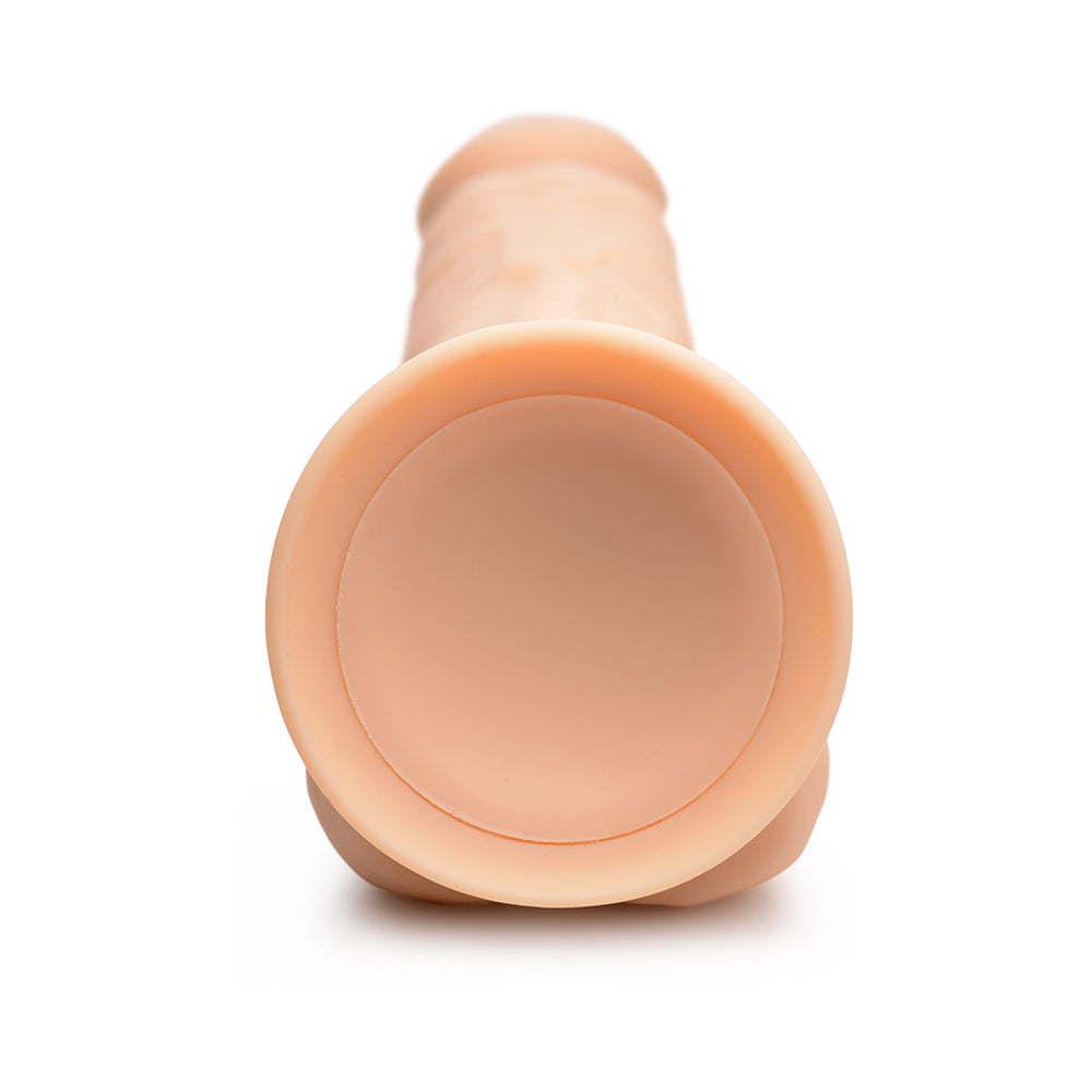 Curve Toys FLESHSTIXXX Rechargeable 8 inches Posable Vibrating Dildo with Balls & Suction Cup Beige