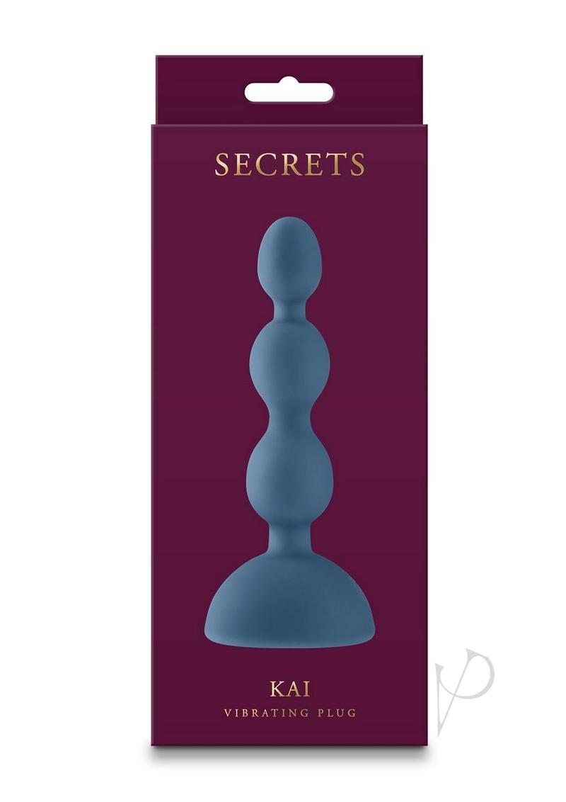 Secrets Kai Rechargeable Silicone Anal Plug Teal in packaging, designed for pleasurable anal exploration.