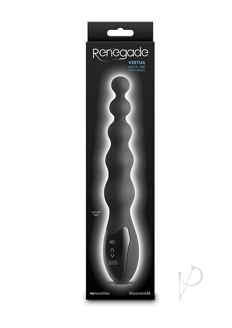 Renegade Virtua Digital Beaded Anal Vibrator Black in sleek packaging, showcasing its sophisticated design and innovative features.