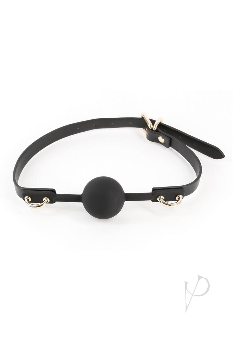 Fetish and Fashion Carol Silicone Ball Gag Black featuring a sleek silicone ball and adjustable strap for immersive BDSM play.