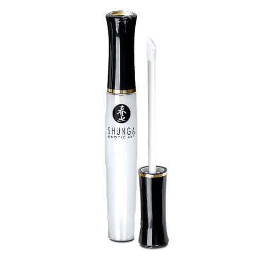 Shunga Divine Oral Pleasure Lipgloss Coconut Water 1 Oz in a sleek packaging with applicator brush.