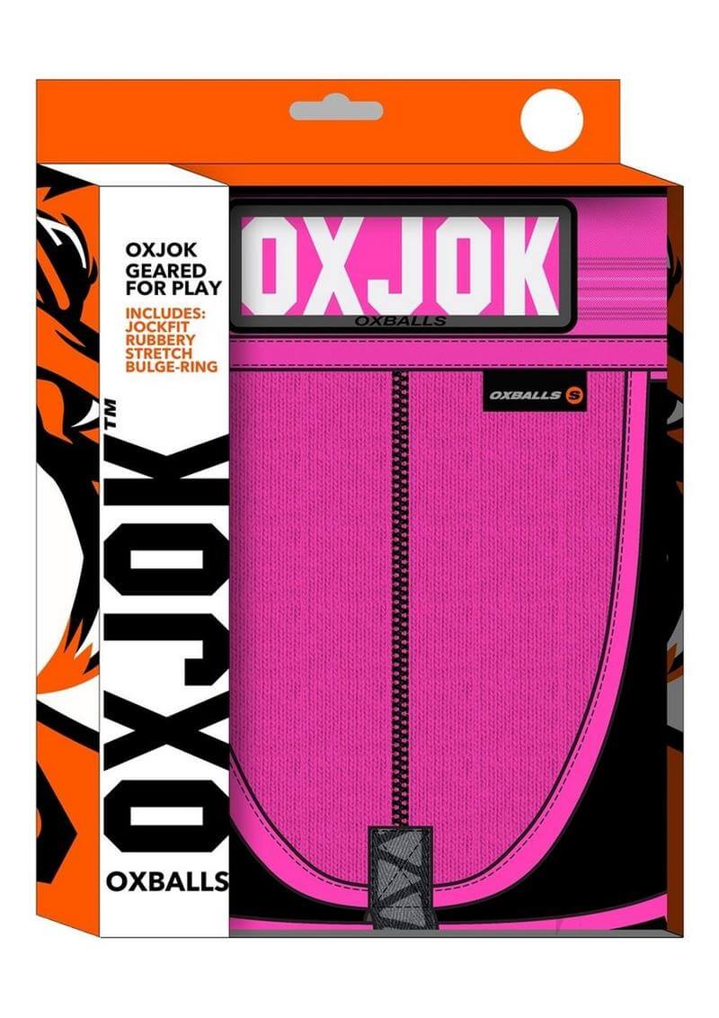 Slingjock Slider Jock Strap Pink Sky XLarge packaging showcasing the jock strap's design and branding.