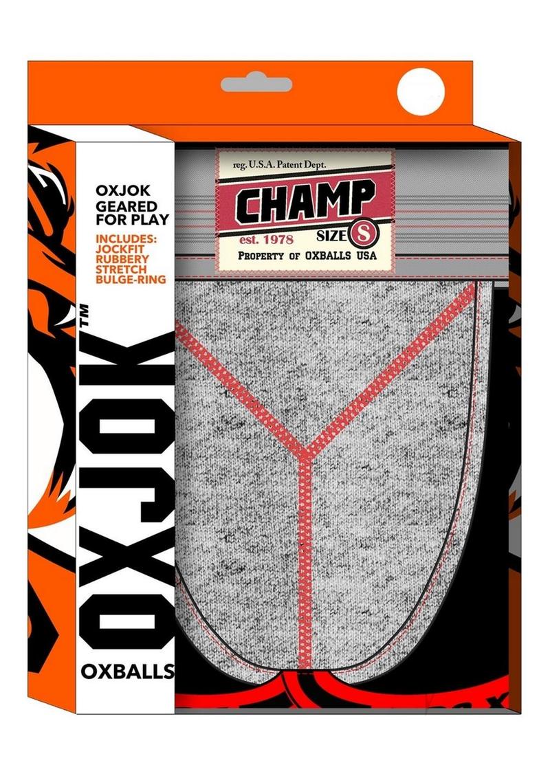 Champ Vintage Sweatshirt Jock Gray Heather XXLarge packaging by Oxballs with size details and vibrant design.