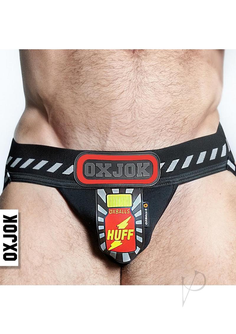 Popper Jock 3D Rubber Huffer Jock Black Red XXLarge showcasing bold design and supportive fit for comfort and play.