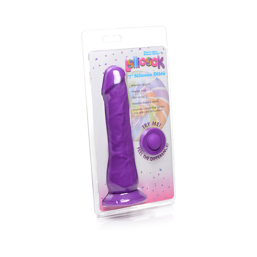 Curve Toys Lollicock 7 inches Silicone Dildo with Suction Cup Grape