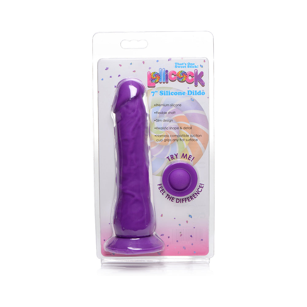 Curve Toys Lollicock 7 inches Silicone Dildo with Suction Cup Grape