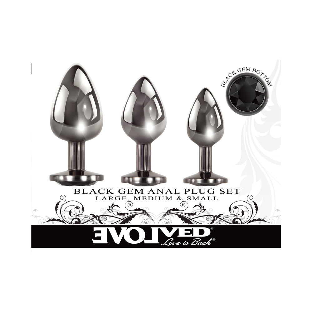 Evolved Black Gem Anal Plug 3-Piece Set