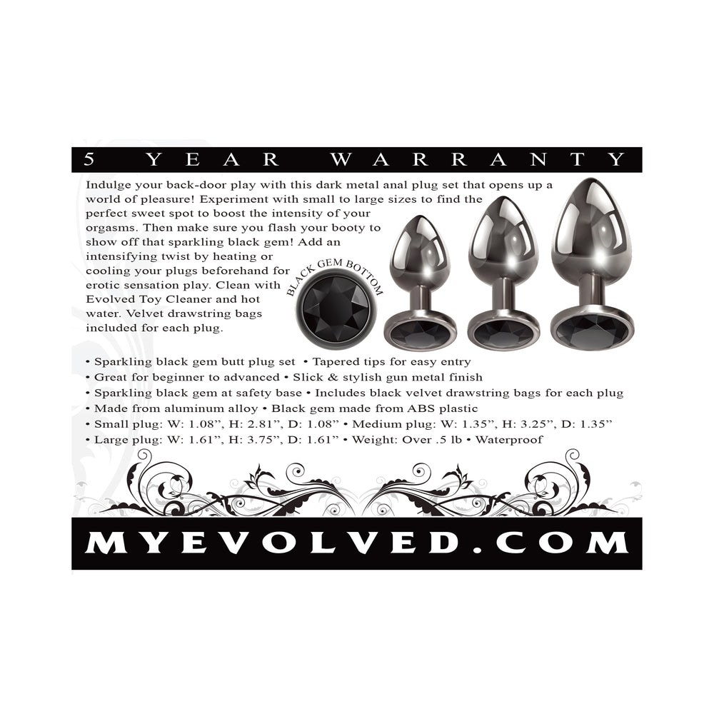 Evolved Black Gem Anal Plug 3-Piece Set