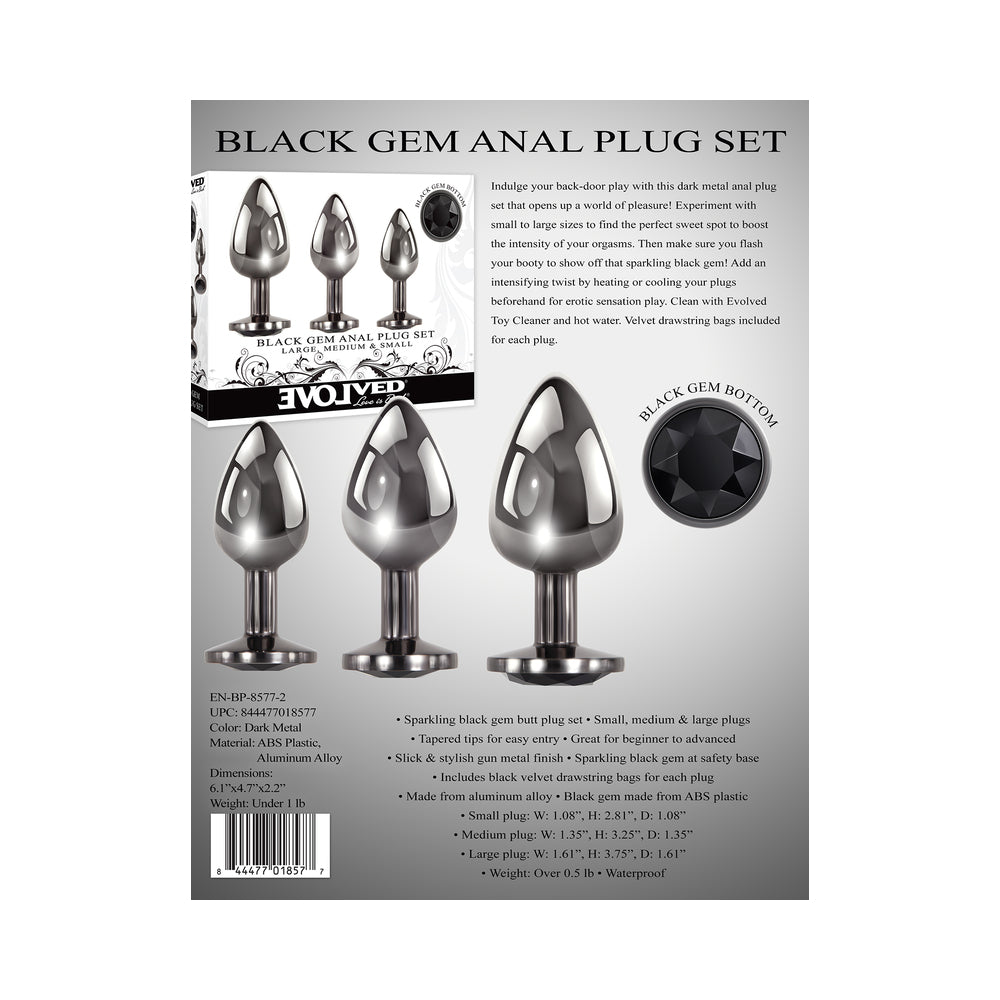 Evolved Black Gem Anal Plug 3-Piece Set