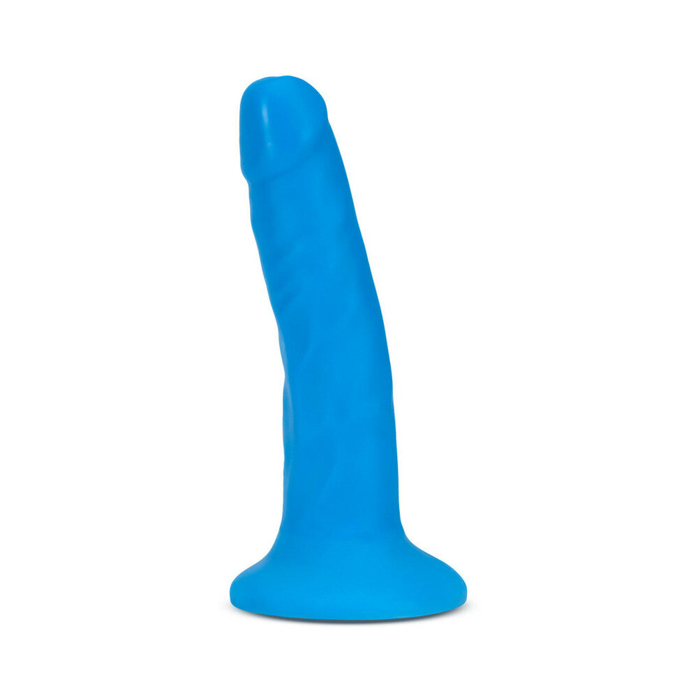 Blush Neo Elite 6 inches Silicone Dual Density Dildo with Suction Cup Neon Blue