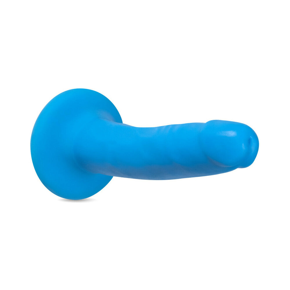 Blush Neo Elite 6 inches Silicone Dual Density Dildo with Suction Cup Neon Blue