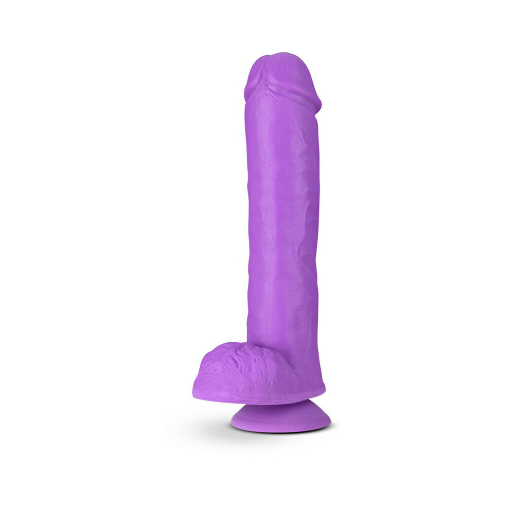 Blush Neo Elite 11 inches Silicone Dual Density Dildo with Balls & Suction Cup Neon Purple