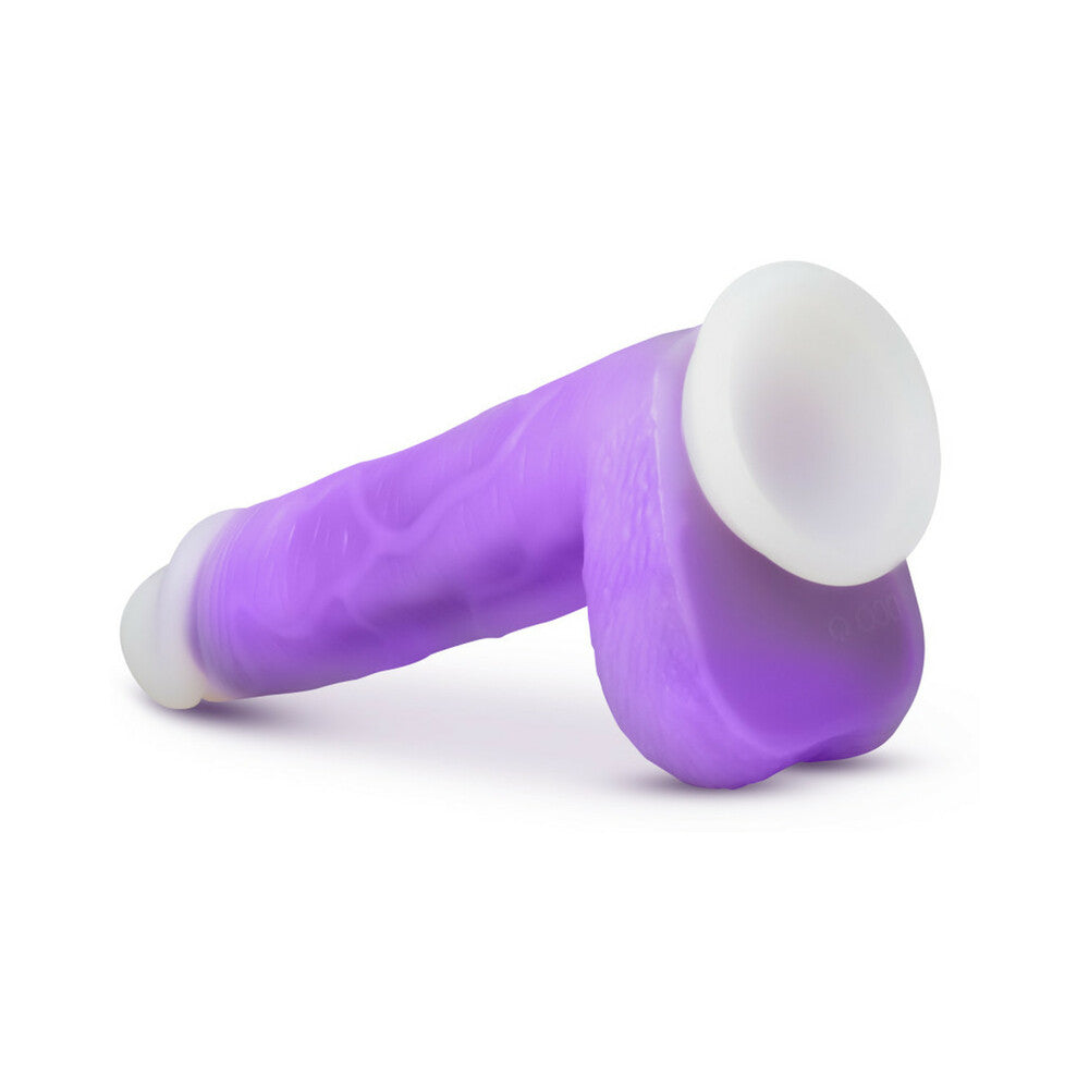 Blush Neo Elite Encore 8 inches Silicone Vibrating Dildo with Balls & Suction Cup Purple