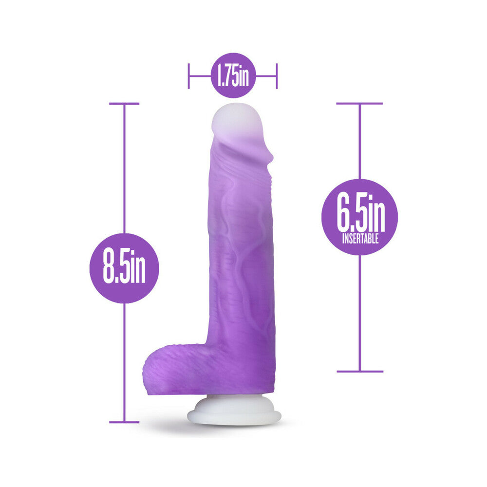 Blush Neo Elite Encore 8 inches Silicone Vibrating Dildo with Balls & Suction Cup Purple