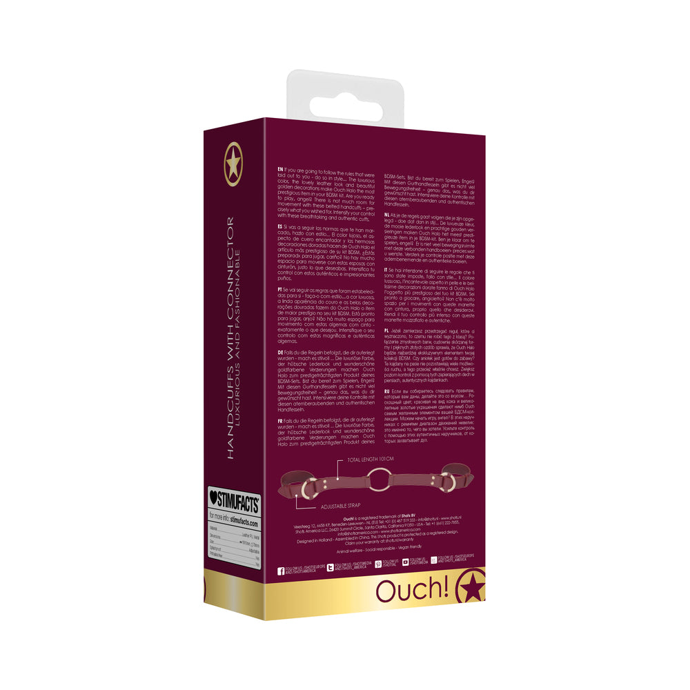 Ouch! Halo Ringed Handcuffs With Connector Burgundy