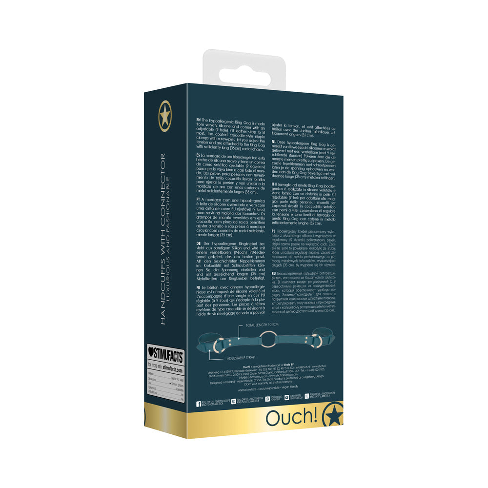 Ouch! Halo Ringed Handcuffs With Connector Green