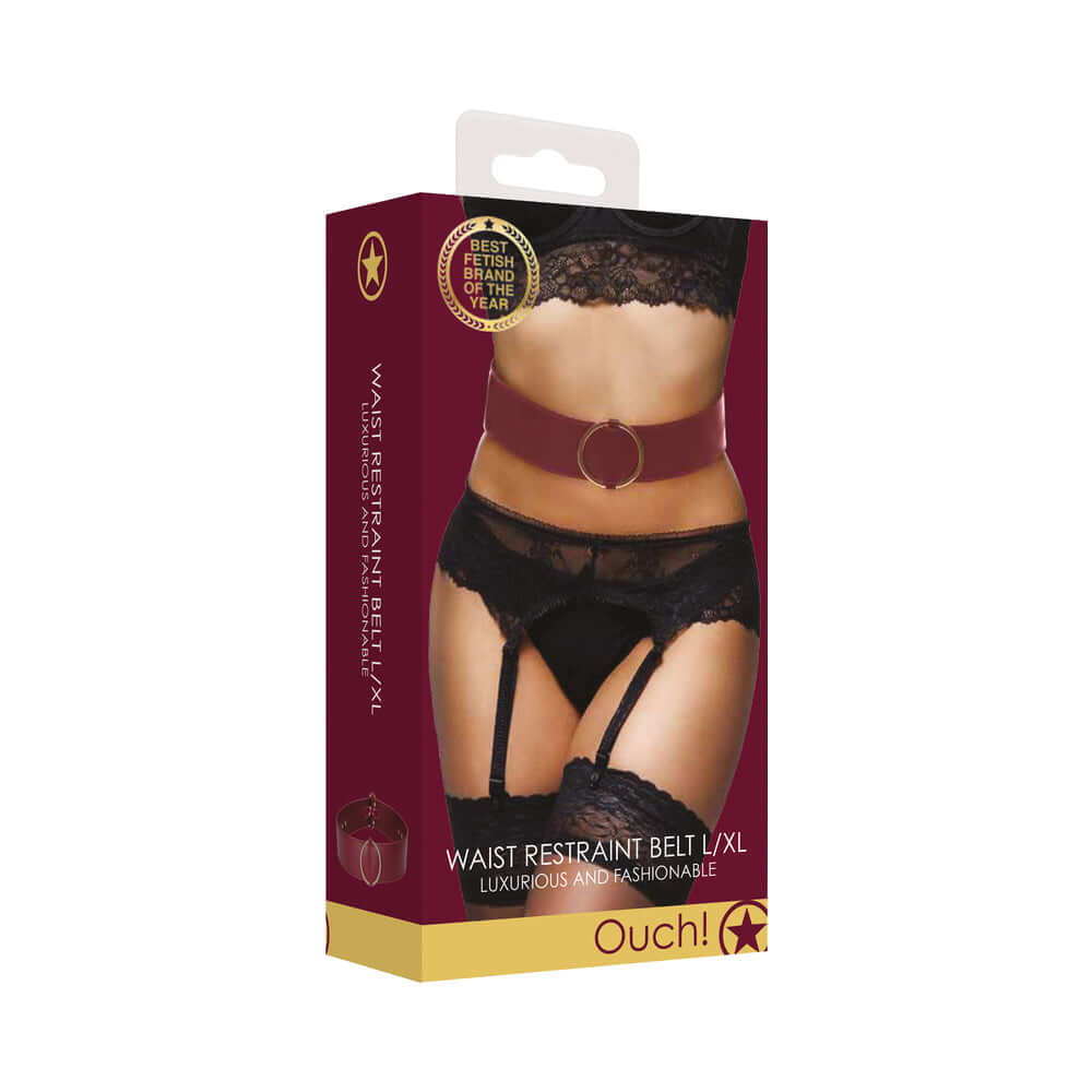 Ouch! Halo Ringed Waist Restraint Belt Burgundy S/M