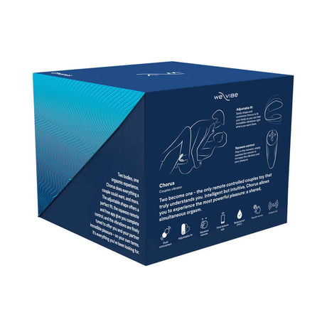 We-Vibe Chorus Couples Massager Cosmic Blue packaging showcasing features and adjustable design for enhanced pleasure.