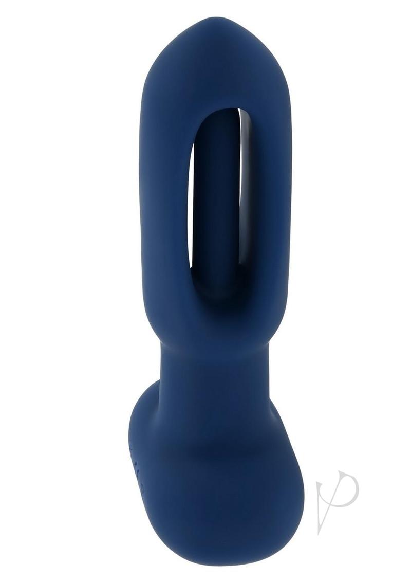 The Flapper Silicone Anal Plug with Remote Control Blue, featuring a sleek design and dual sensations.