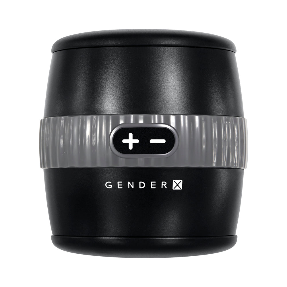 Gender X Barrel Of Fun Rechargeable Open-Ended Vibrating Stroker Black