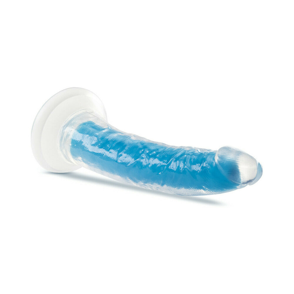 Blush Neo Elite Glow in the Dark Prysm 7 inches Silicone Dual Density Dildo with Suction Cup Neon Blue